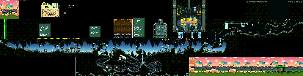 Thumbnail for a map of World 1 1-3: The Cave Of Chomp Rock for the SNES game Super Mario World 2: Yoshi's Island.