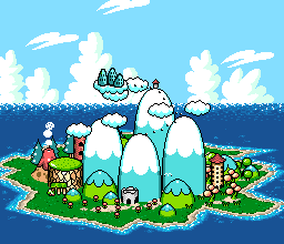 Thumbnail for a map of Yoshi's Island (Title / Animated) for the SNES game Super Mario World 2: Yoshi's Island.