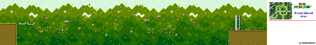Thumbnail for a map of Forest Of Illusion Forest Secret Area for the SNES game Super Mario World.