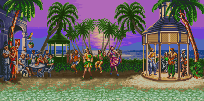Thumbnail for a map of Jamaica (Dee Jay) for the SNES game Super Street Fighter II: The New Challengers.