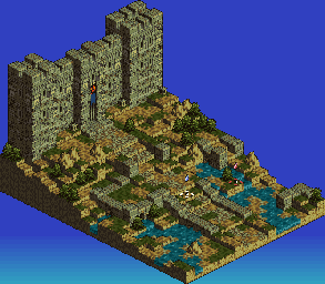 Thumbnail for a map of Amorika Castle Entrance for the SNES game Tactics Ogre: Let Us Cling Together.