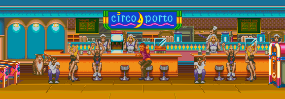 Thumbnail for a map of Cafeteria for the SNES game Teenage Mutant Ninja Turtles: Tournament Fighters.