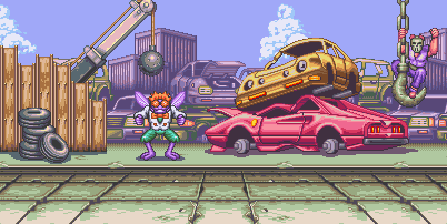 Thumbnail for a map of Scrapyard for the SNES game Teenage Mutant Ninja Turtles: Tournament Fighters.