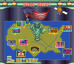 Thumbnail for a map of United States (In-Game Map) for the SNES game Teenage Mutant Ninja Turtles: Tournament Fighters.