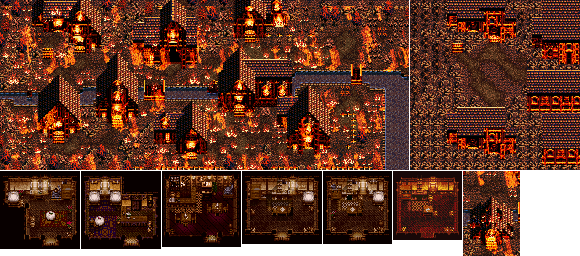Thumbnail for a map of Rouen Village (Burning) for the SNES game Treasure Hunter G.