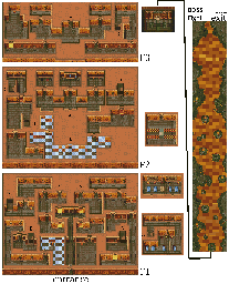 Thumbnail for a map of Chapter 2 Lava Fort for the SNES game Xak: The Art Of Visual Stage.