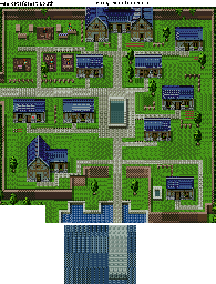 Thumbnail for a map of Riverside Village Of Selrey for the SNES game Ys: Mask Of The Sun.