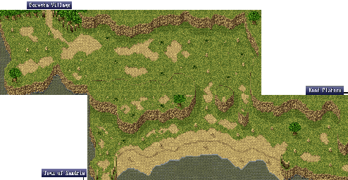 Thumbnail for a map of Foresta Plain for the SNES game Ys V: Ushinawareta Sabako Miyako Kefin.