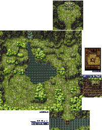 Thumbnail for a map of Saravat's Hut & Near The River for the SNES game Ys V: Ushinawareta Sabako Miyako Kefin.