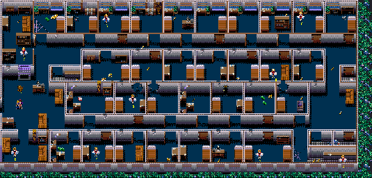 Thumbnail for a map of Bonus Level: Cheerleaders Versus The Monsters for the SNES game Zombies Ate My Neighbors.