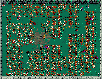 Thumbnail for a map of Level 11: Weeds Gone Bad for the SNES game Zombies Ate My Neighbors.