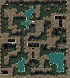 Thumbnail for a map of Level 23: The Caves Of Mystery for the SNES game Zombies Ate My Neighbors.