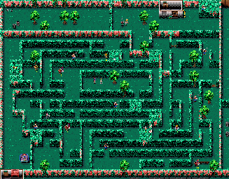 Thumbnail for a map of Level 4: Chainsaw Hedgemaze Mayhem for the SNES game Zombies Ate My Neighbors.