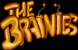 Title screen for the SNES game The Brainies.