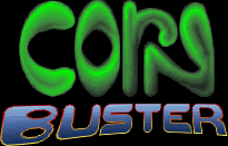 Title screen for the SNES game Corn Buster.