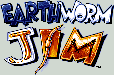 Title screen for the SNES game Earthworm Jim.