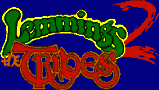 Title screen for the SNES game Lemmings 2: The Tribes.