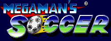 Title screen for the SNES game Mega Man's Soccer.