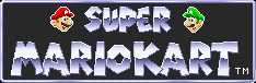Title screen for the SNES game Super Mario Kart.