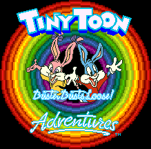 Title screen for the SNES game Tiny Toon Adventures: Buster Busts Loose!.