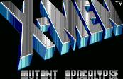 Title screen for the SNES game X-Men: Mutant Apocalypse.